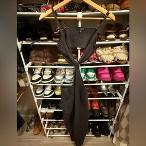 Dark Grey Knit Dress with Cutouts